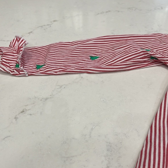 EUC DBA Girls 4T Red and White Seersucker with Christmas Trees Nightgown - Picture 4 of 8